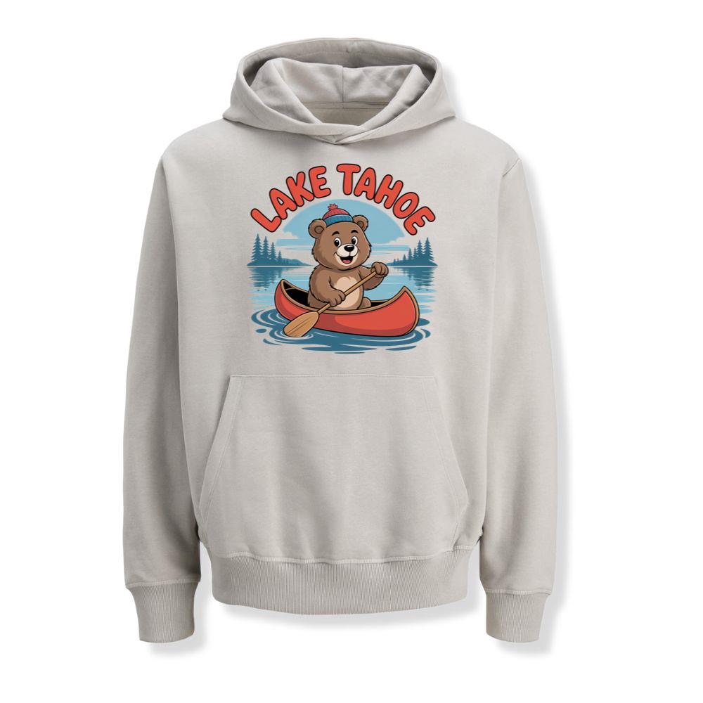 Lake Tahoe Bear Paddling Canoe Adventure Scene Hoodies
