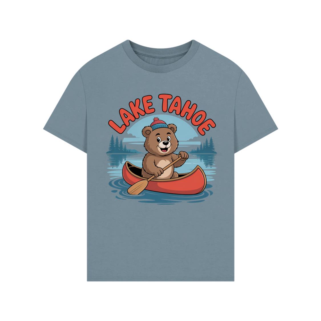 Lake Tahoe Bear Paddling Canoe Adventure Scene T-Shirt