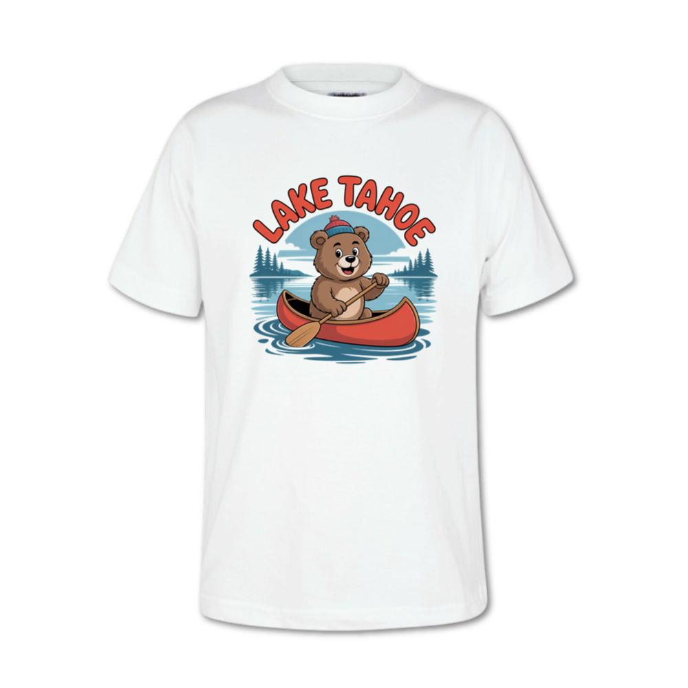 Lake Tahoe Bear Paddling Canoe Adventure Scene T-Shirt