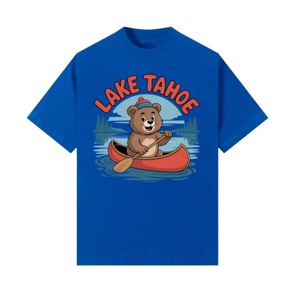 Lake Tahoe Bear Paddling Canoe Adventure Scene T-Shirt