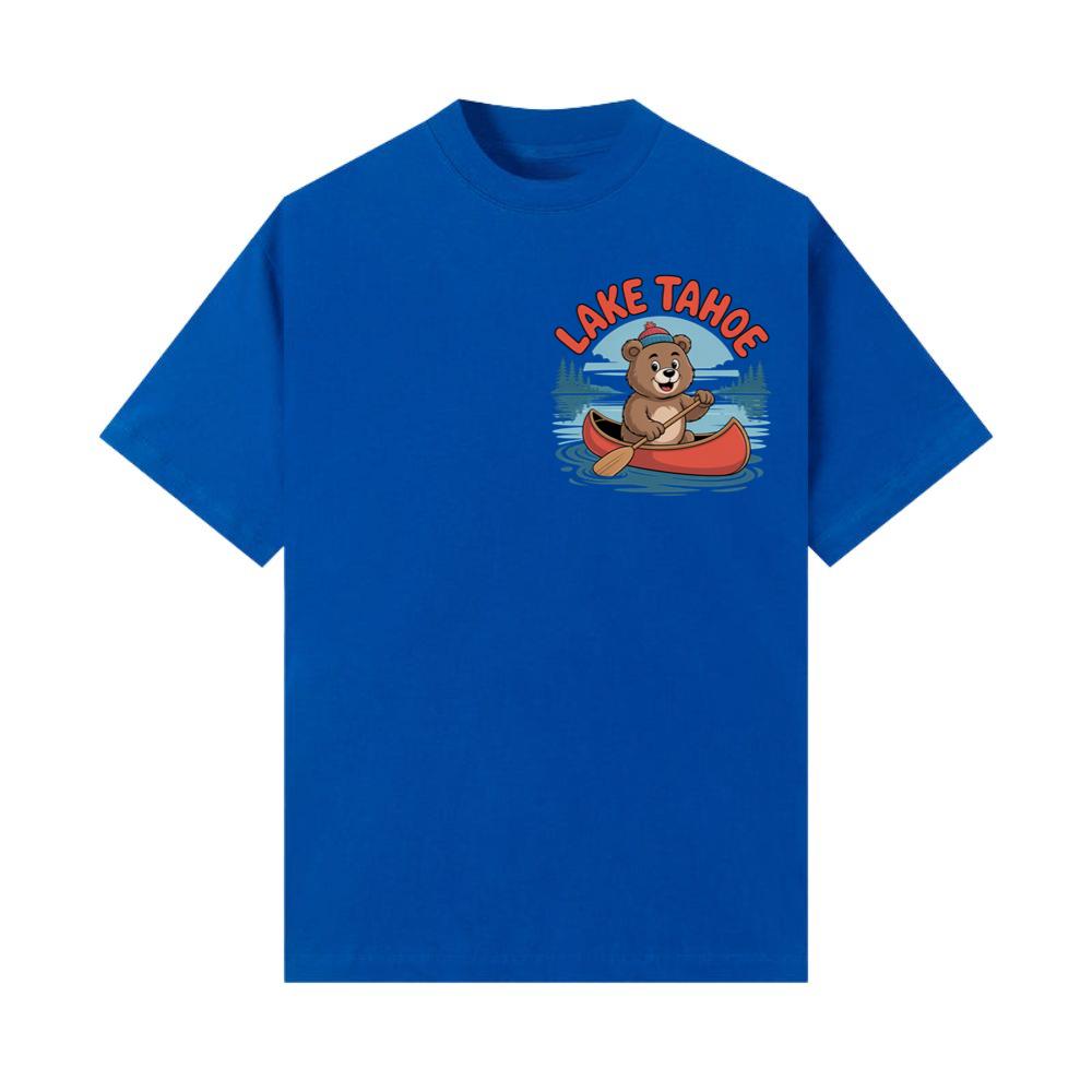 Lake Tahoe Bear Paddling Canoe Adventure Scene T-Shirt