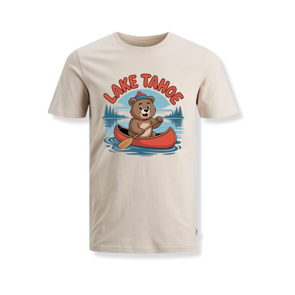 Lake Tahoe Bear Paddling Canoe Adventure Scene T-Shirts