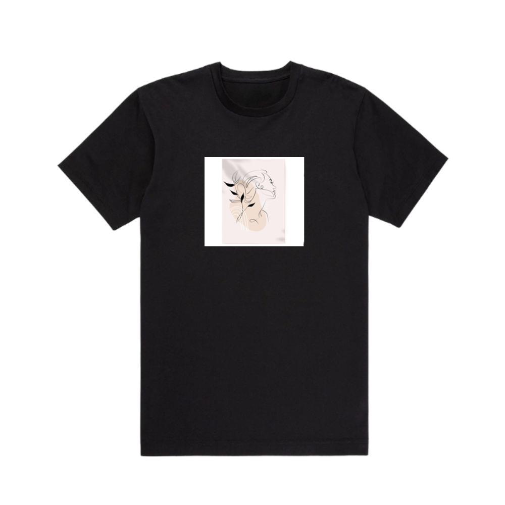 Leaf and Face Line Art T-Shirts