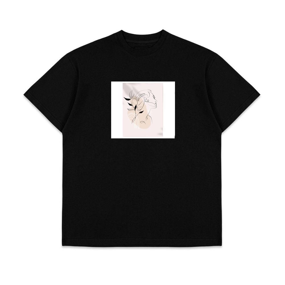 Leaf and Face Line Art T-Shirts