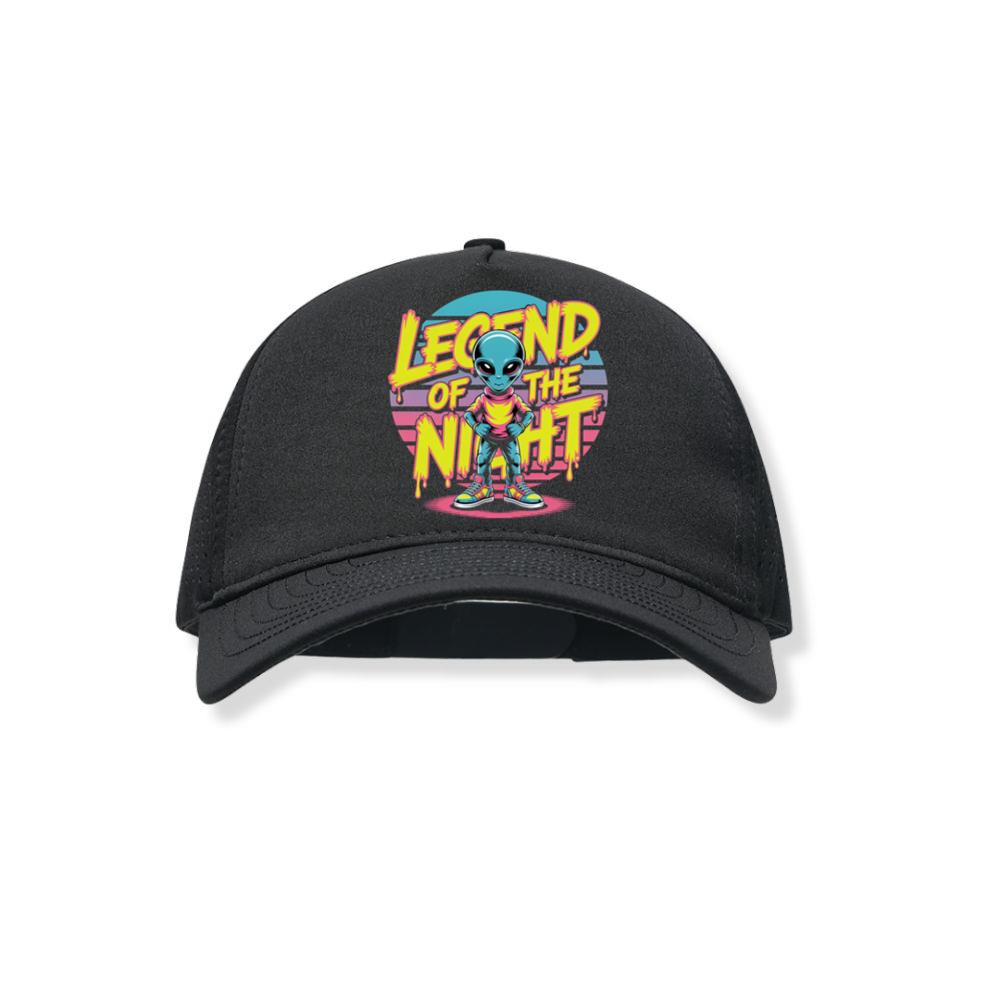 Legend of the Night Alien Retro Neon Graphic Black Hat