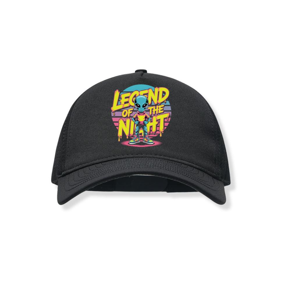 Legend of the Night Alien Retro Neon Graphic Black Hat