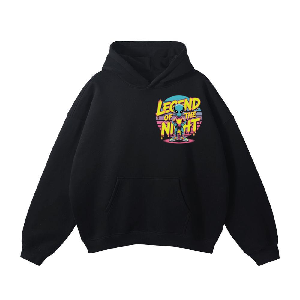 Legend of the Night Alien Retro Neon Graphic Hoodie