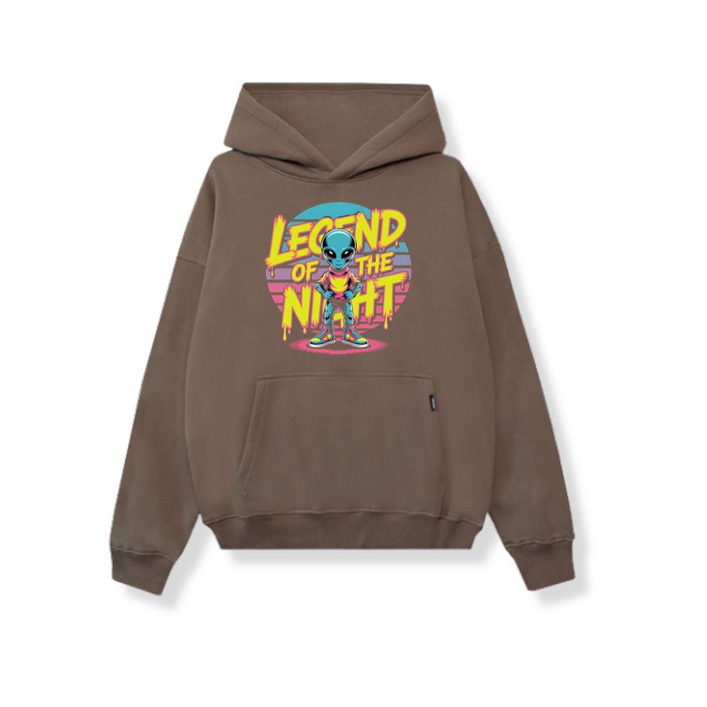 Legend of the Night Alien Retro Neon Graphic Hoodie - Image 2