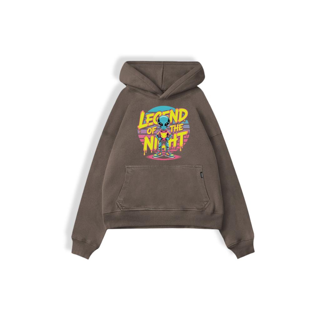 Legend of the Night Alien Retro Neon Graphic Hoodie - Image 3