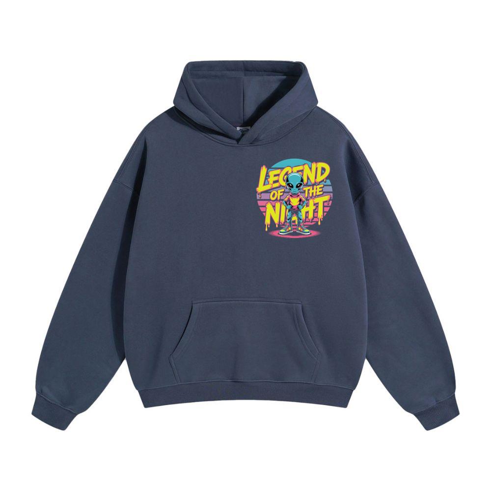 Legend of the Night Alien Retro Neon Graphic Hoodie - Image 2