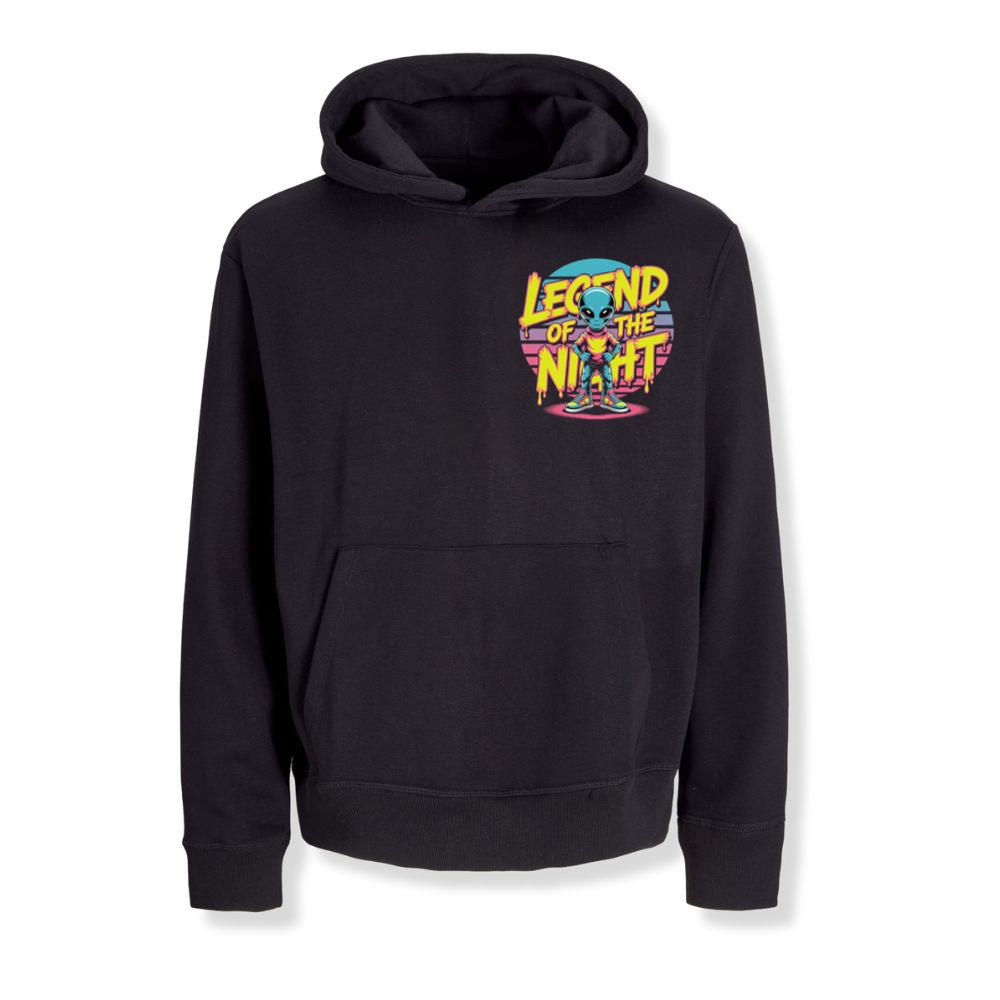 Legend of the Night Alien Retro Neon Graphic Hoodie