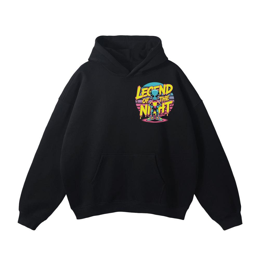 Legend of the Night Alien Retro Neon Graphic Hoodie