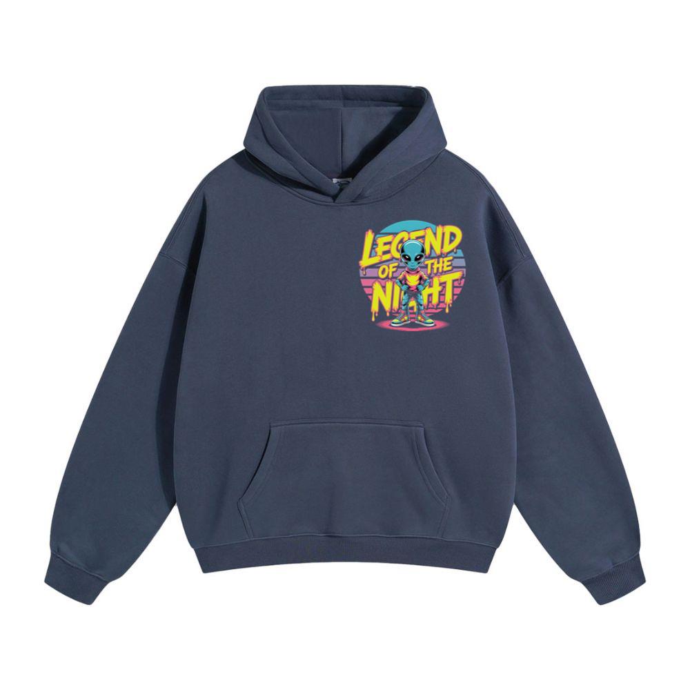 Legend of the Night Alien Retro Neon Graphic Hoodie