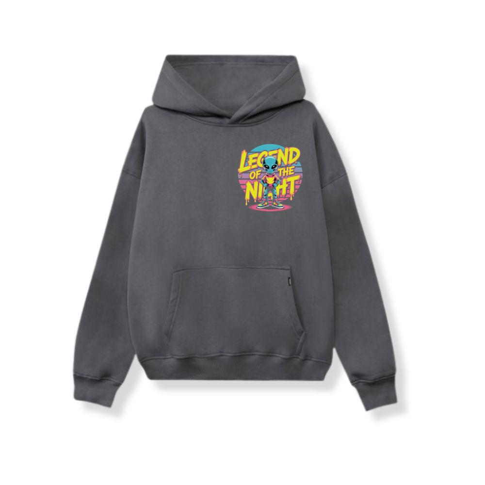 Legend of the Night Alien Retro Neon Graphic Hoodies