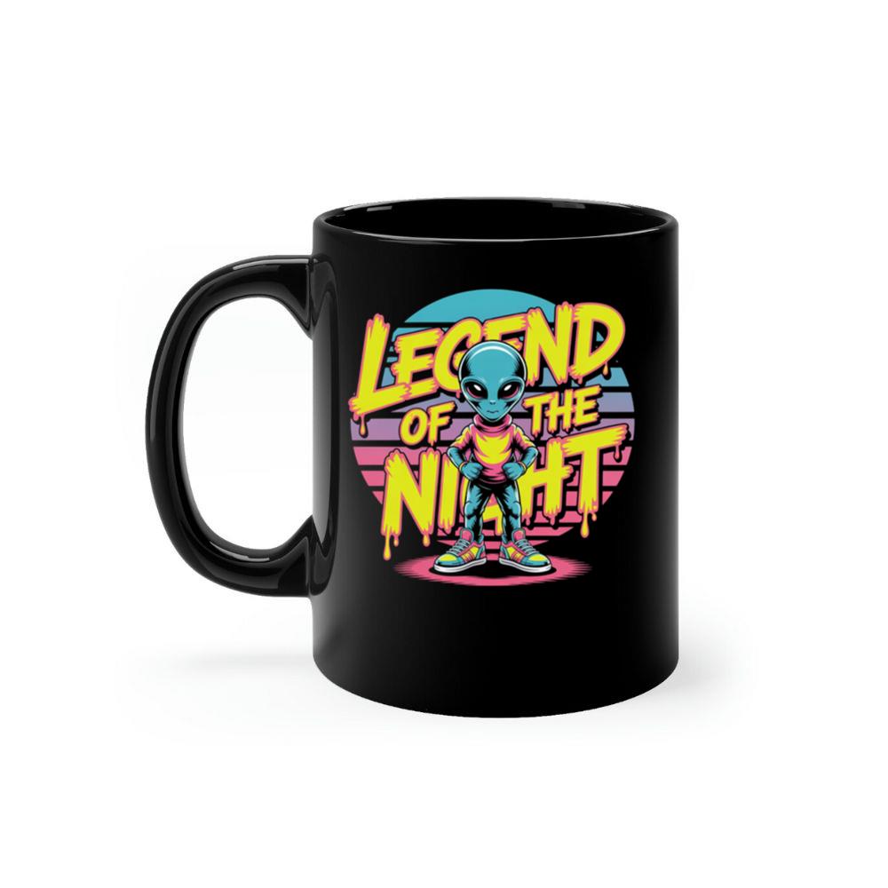 Legend of the Night Alien Retro Neon Graphic Mug