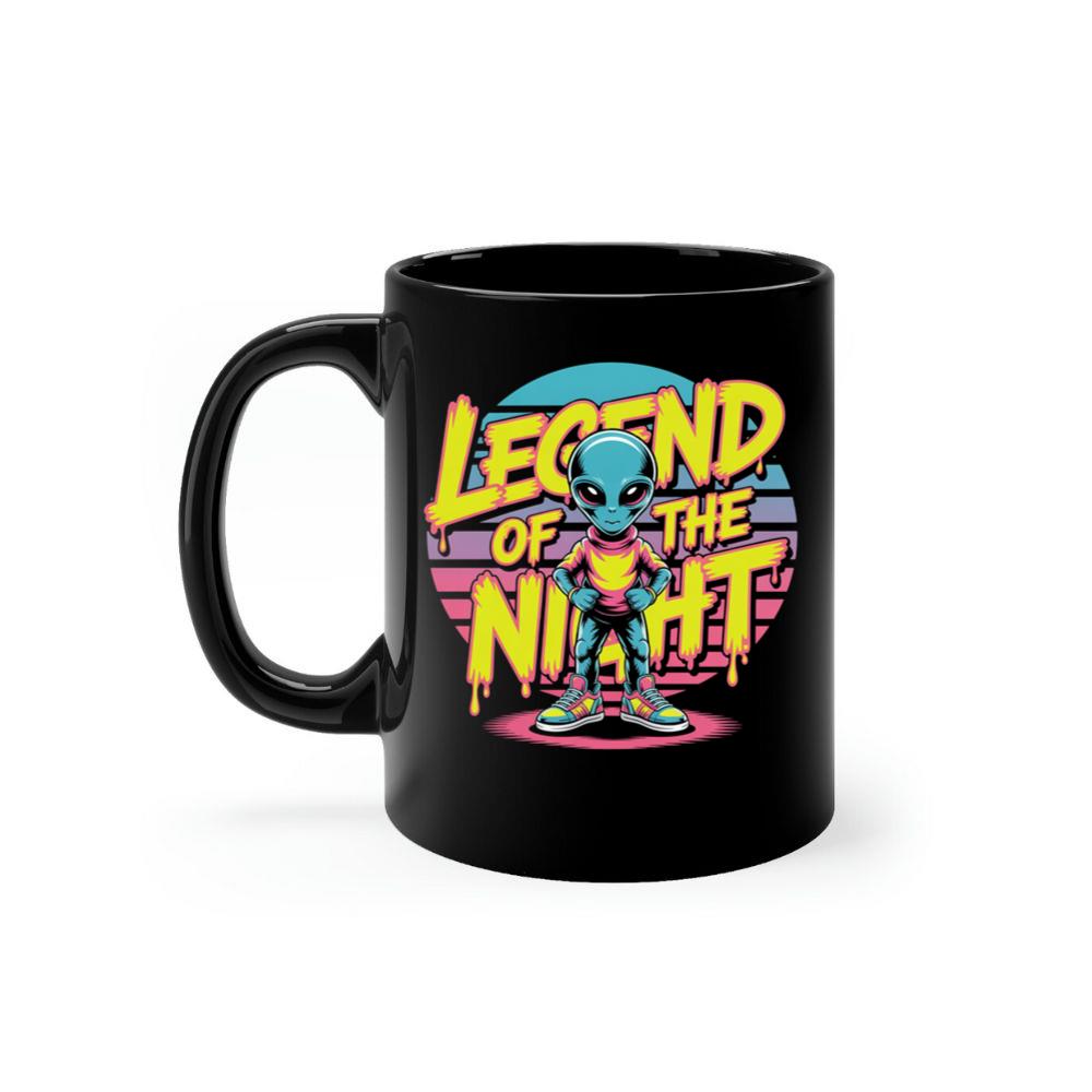 Legend of the Night Alien Retro Neon Graphic Mug