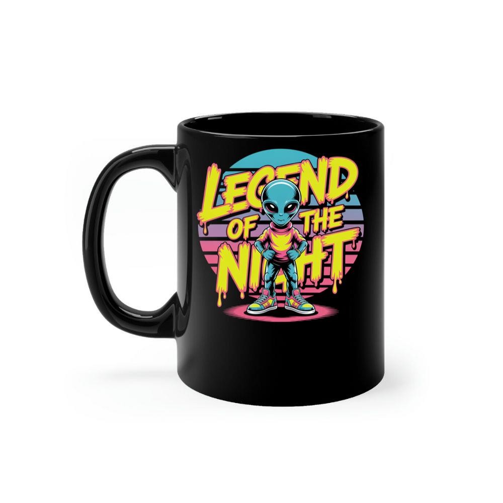 Legend of the Night Alien Retro Neon Graphic Mug