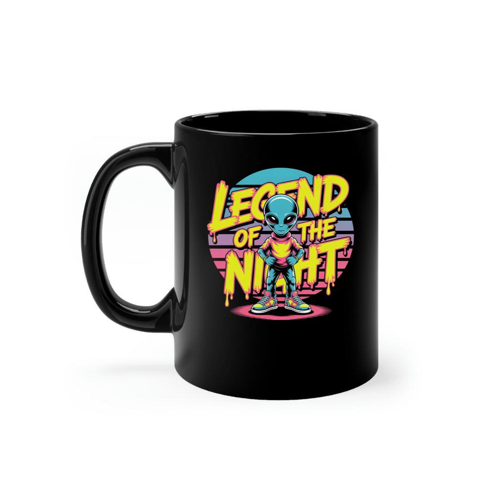 Legend of the Night Alien Retro Neon Graphic Mug
