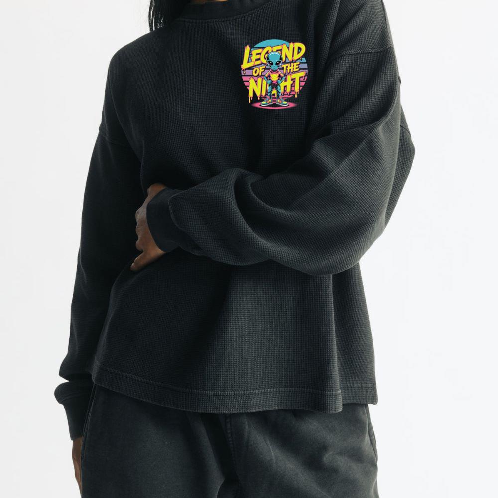 Legend of the Night Alien Retro Neon Graphic Sweatshirt