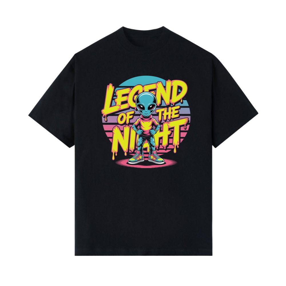Legend of the Night Alien Retro Neon Graphic T-Shirt