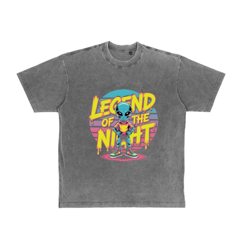 Legend of the Night Alien Retro Neon Graphic T-Shirt