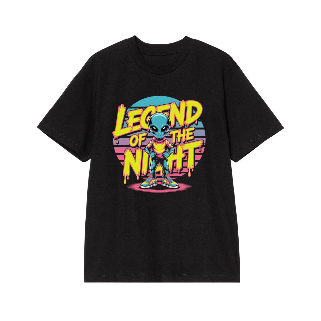 Legend of the Night Alien Retro Neon Graphic T-Shirt