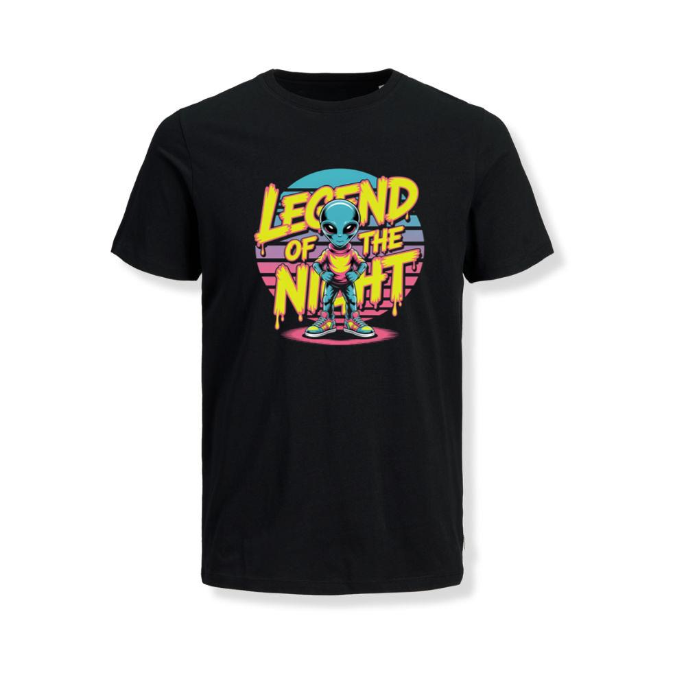 Legend of the Night Alien Retro Neon Graphic T-Shirt