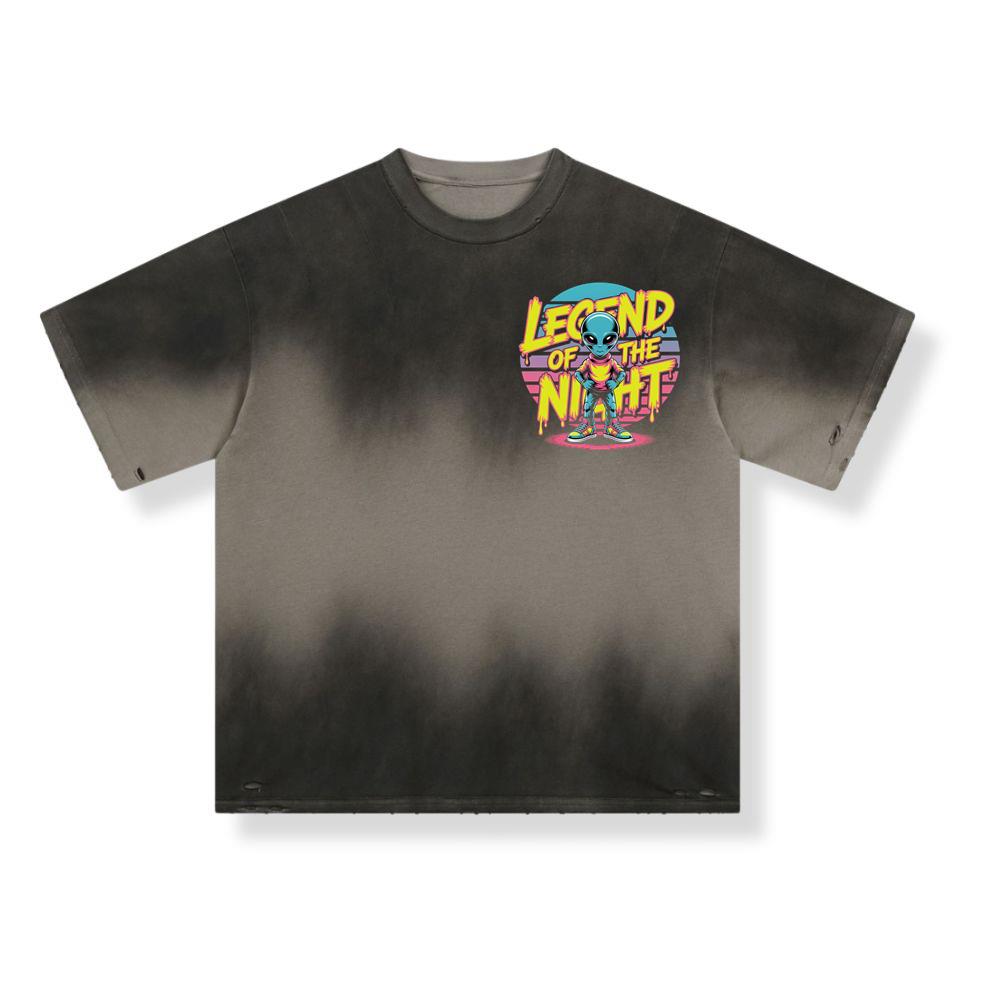 Legend of the Night Alien Retro Neon Graphic T-Shirt