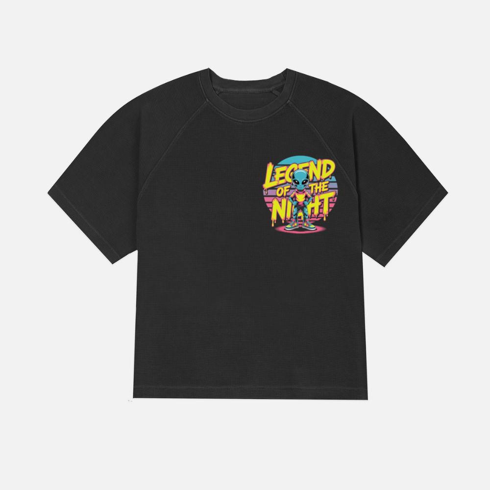 Legend of the Night Alien Retro Neon Graphic T-Shirt - Image 3