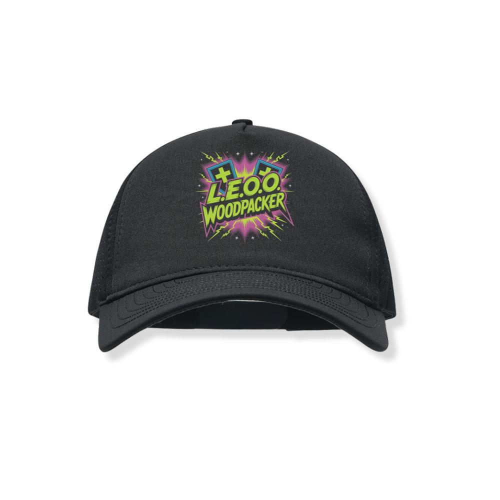 LEOO Woodpacker Retro Neon Text Design Black Hat