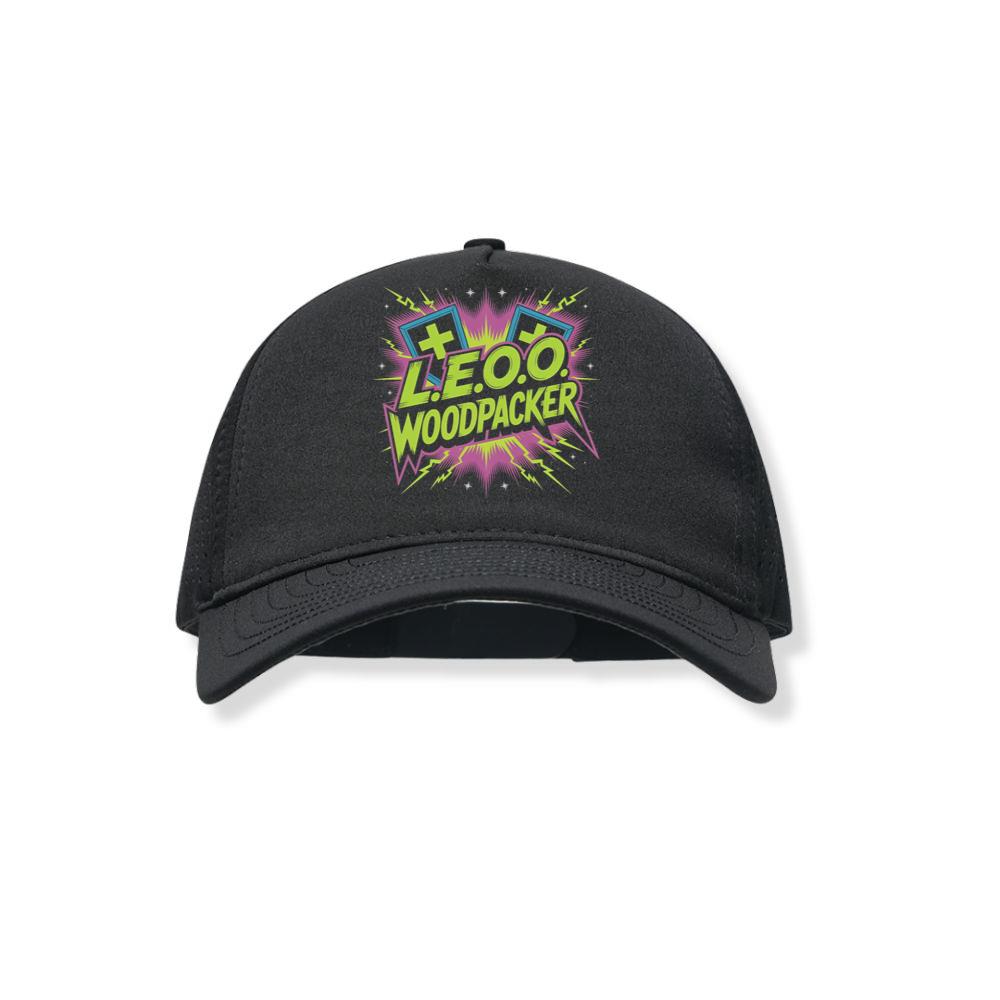 LEOO Woodpacker Retro Neon Text Design Black Hat