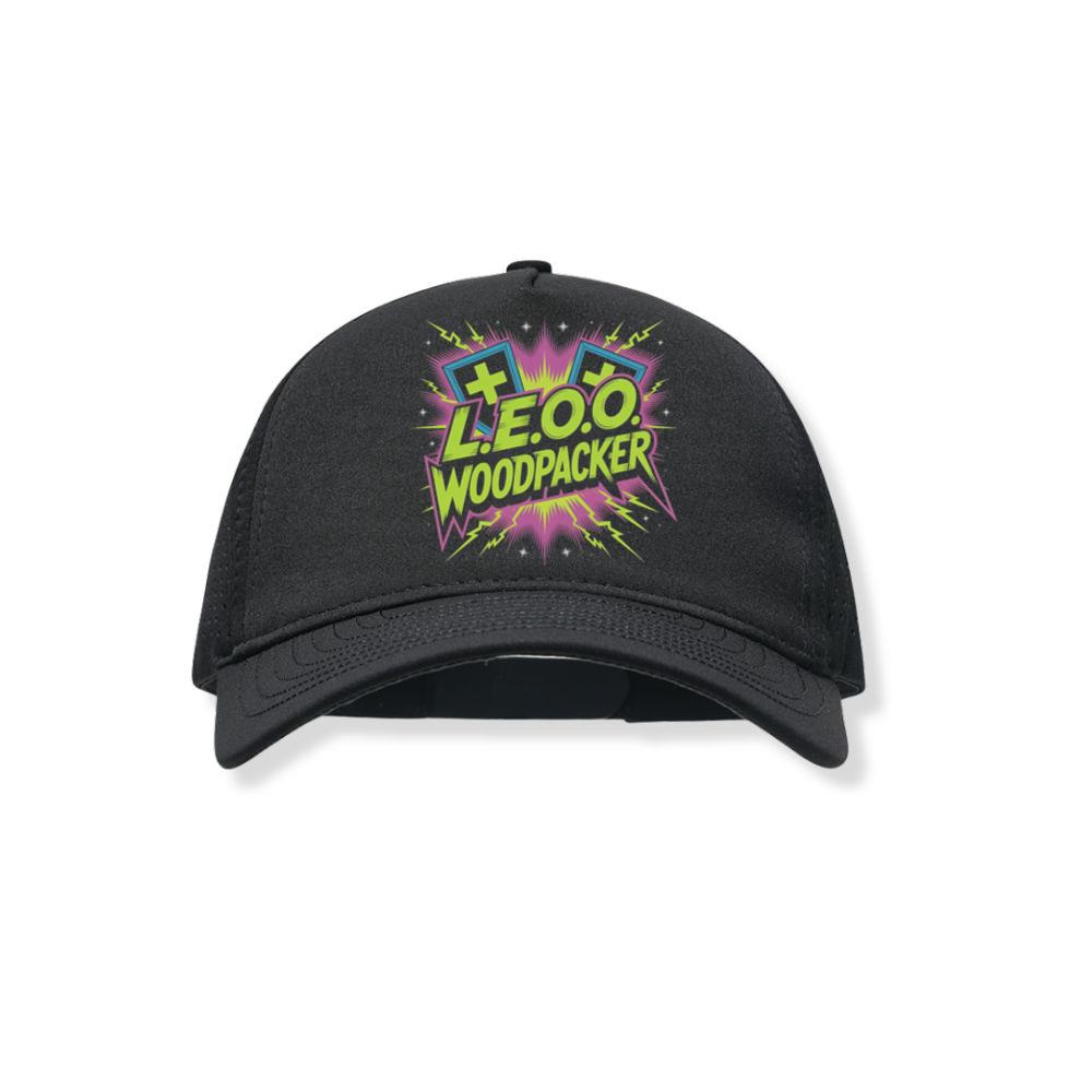 LEOO Woodpacker Retro Neon Text Design Black Hat