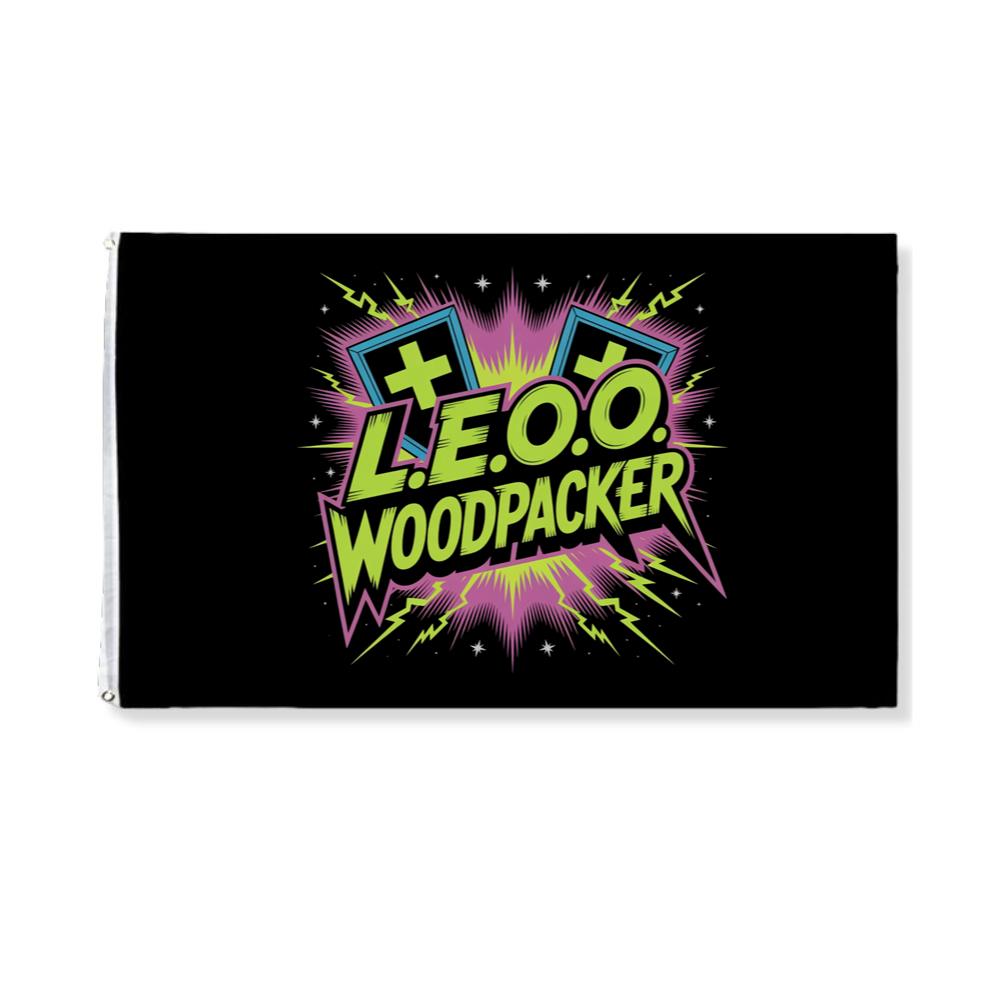 LEOO Woodpacker Retro Neon Text Design Flag