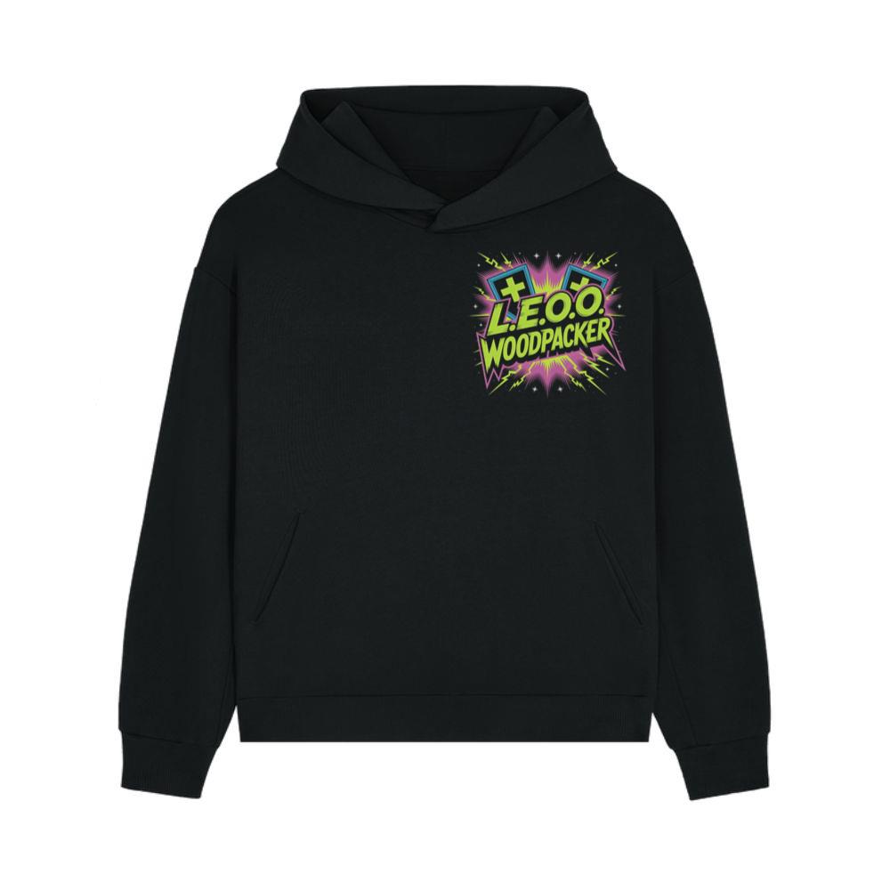LEOO Woodpacker Retro Neon Text Design Hoodie