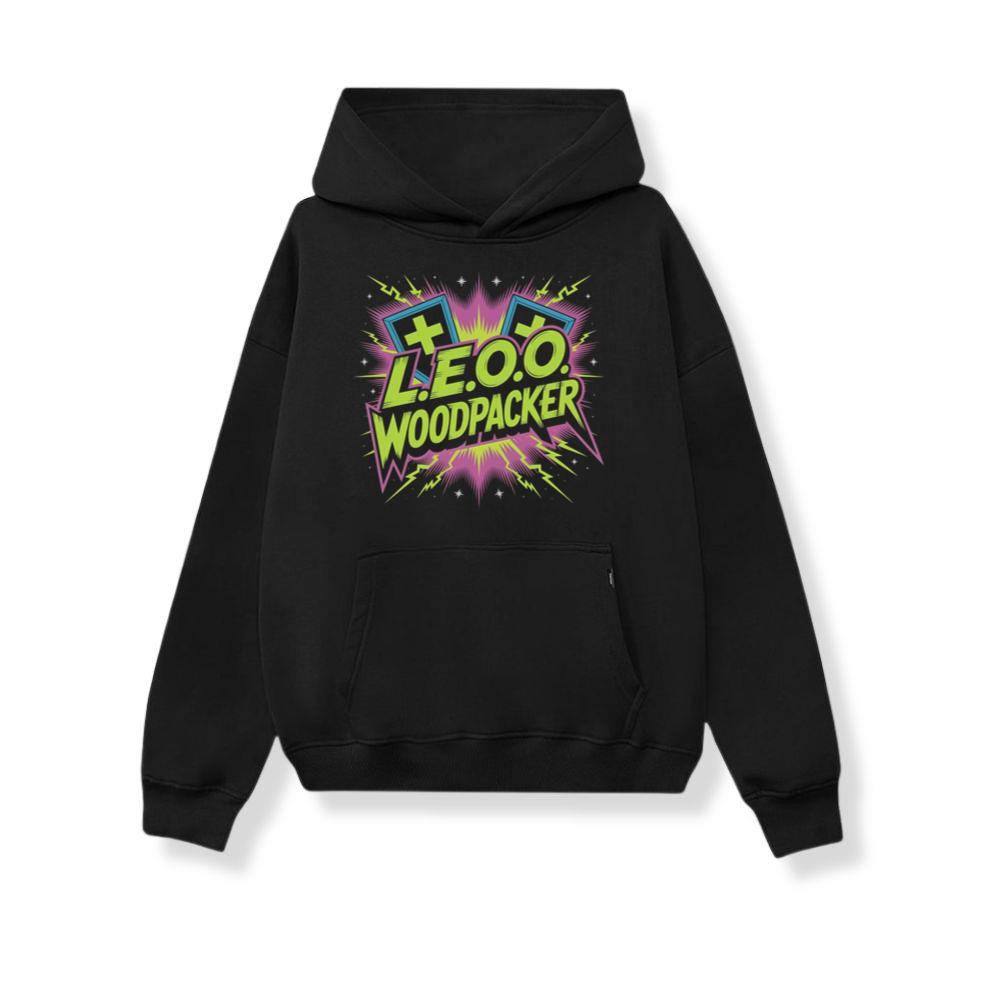 LEOO Woodpacker Retro Neon Text Design Hoodie