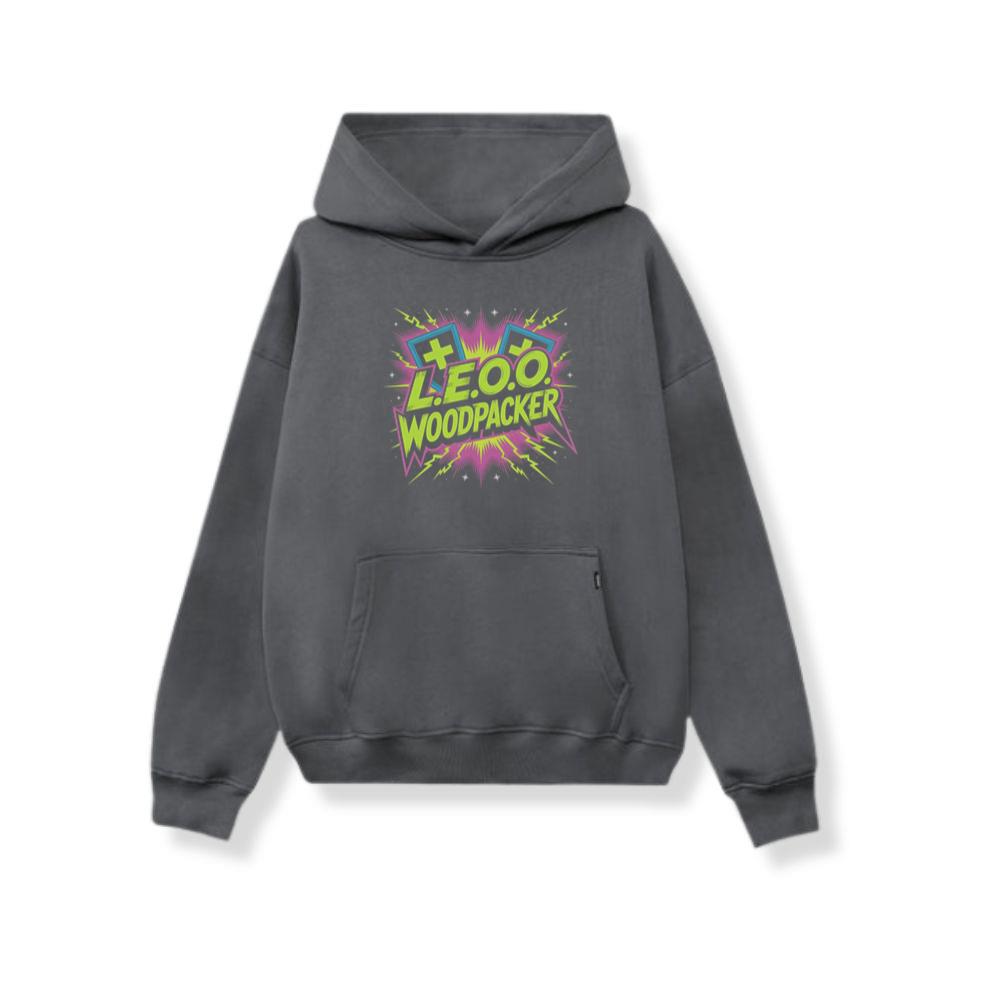 LEOO Woodpacker Retro Neon Text Design Hoodie - Image 2