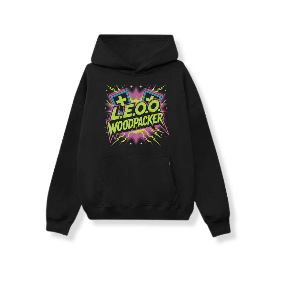LEOO Woodpacker Retro Neon Text Design Hoodie