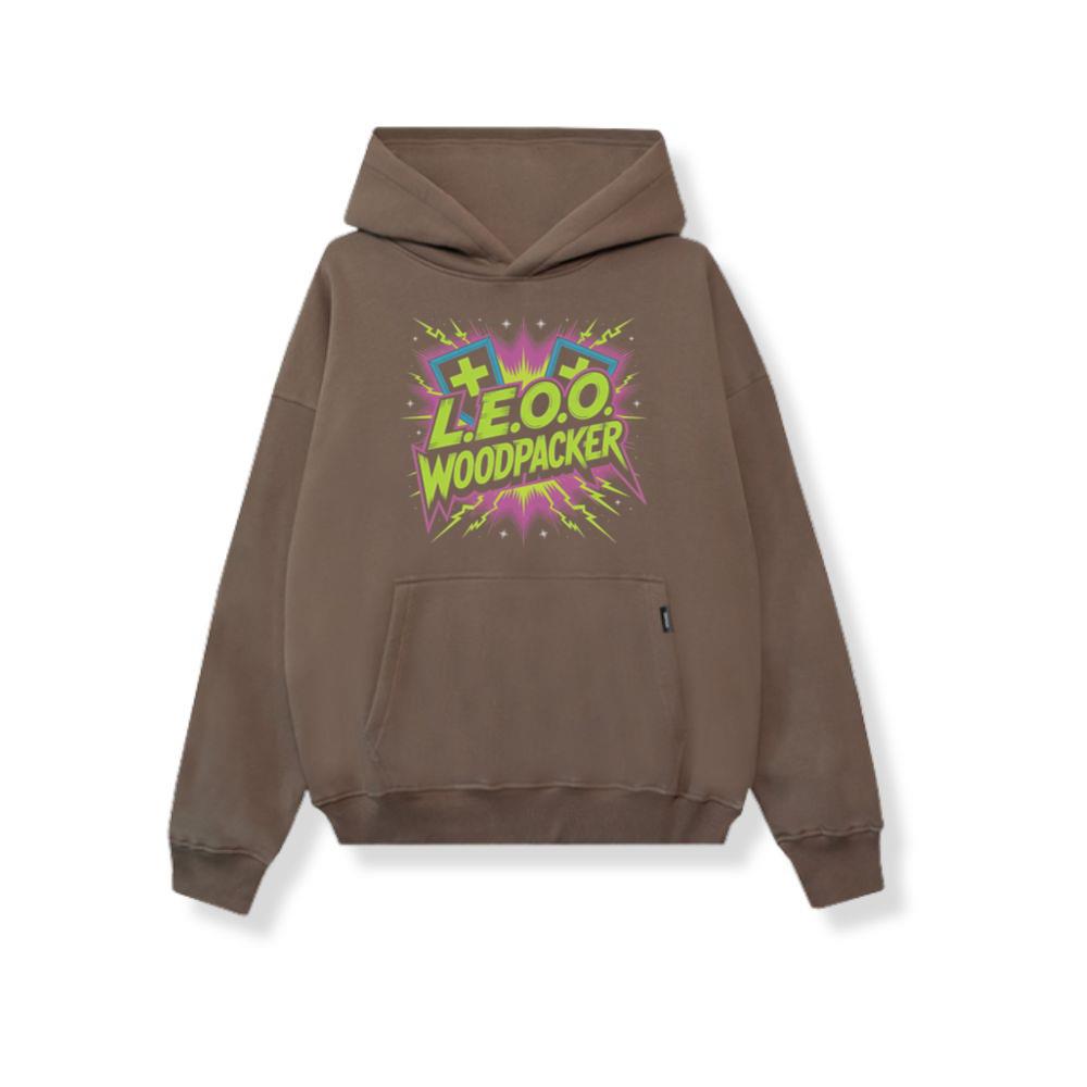 LEOO Woodpacker Retro Neon Text Design Hoodies