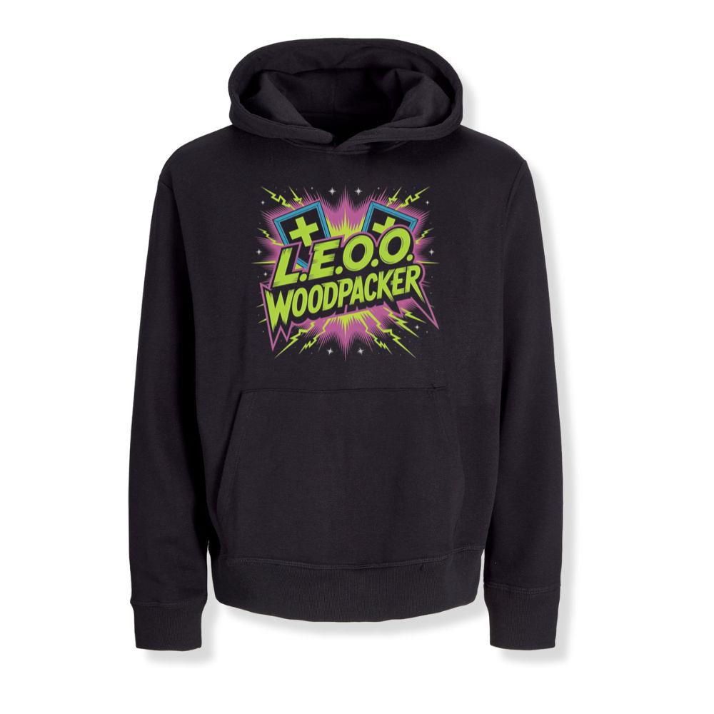 LEOO Woodpacker Retro Neon Text Design Hoodies