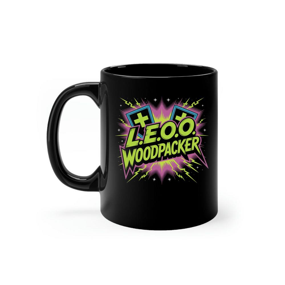 LEOO Woodpacker Retro Neon Text Design Mug