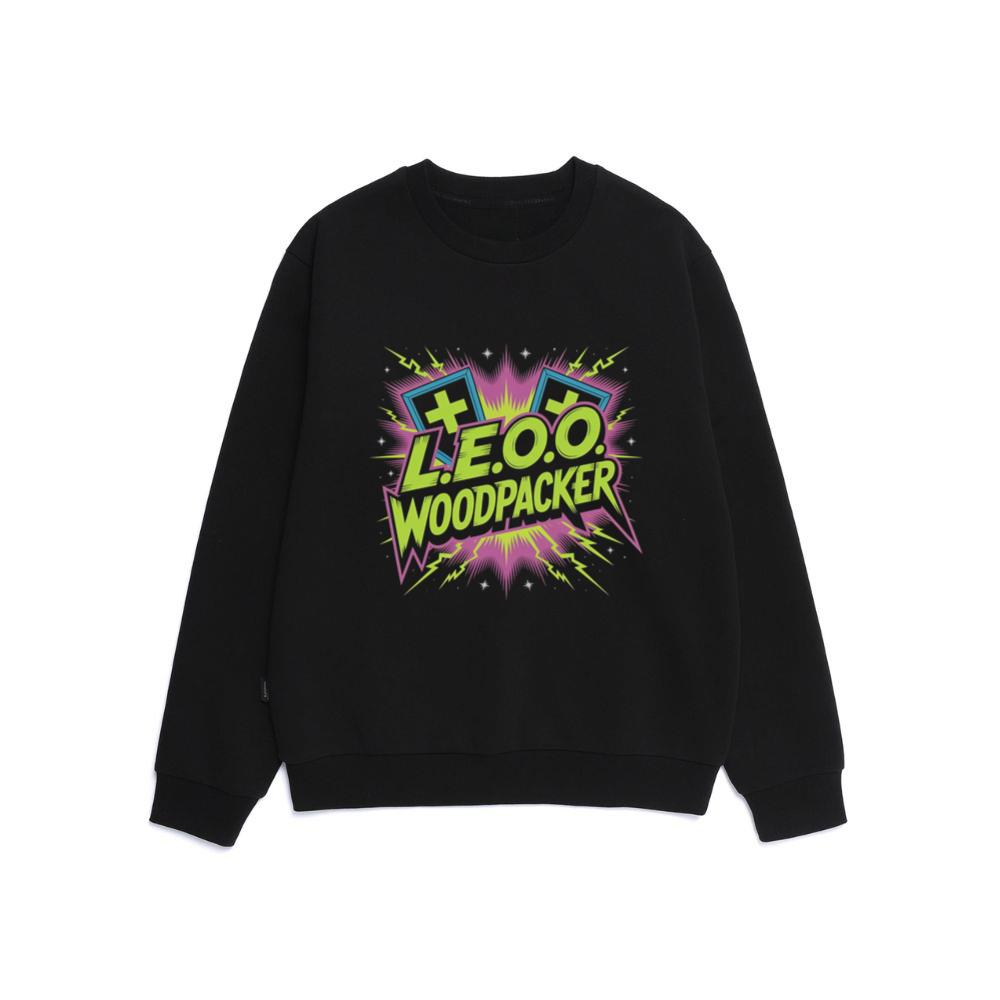 LEOO Woodpacker Retro Neon Text Design Sweatshirt