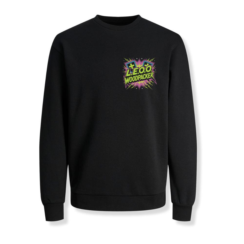 LEOO Woodpacker Retro Neon Text Design Sweatshirt