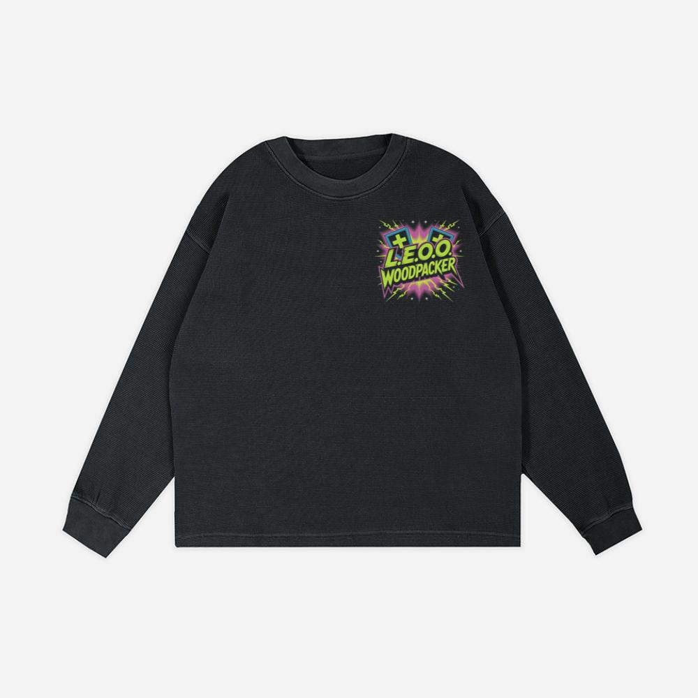LEOO Woodpacker Retro Neon Text Design Sweatshirt