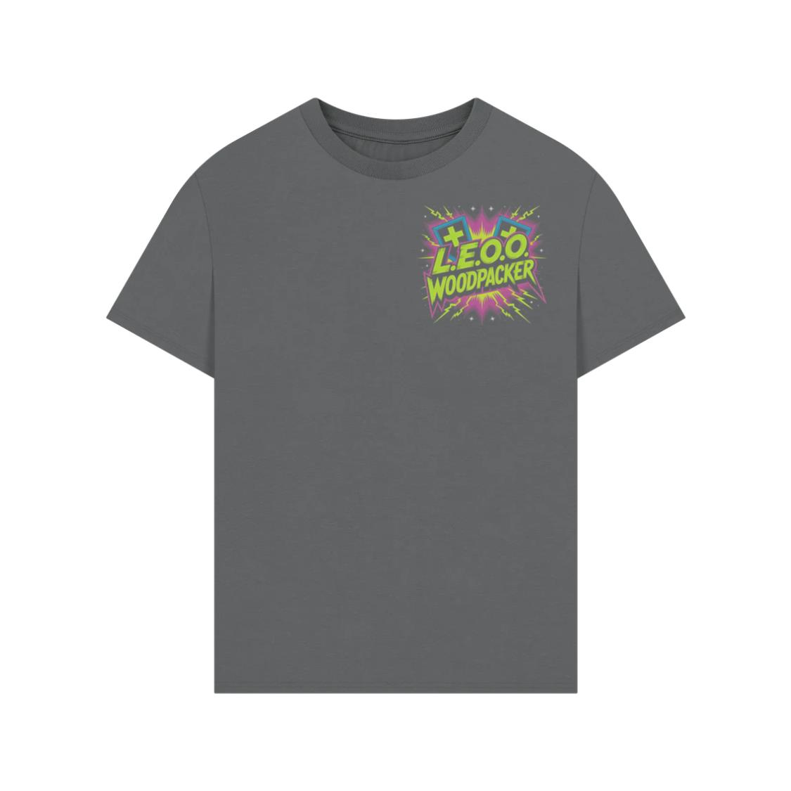 LEOO Woodpacker Retro Neon Text Design T-Shirt - Image 3