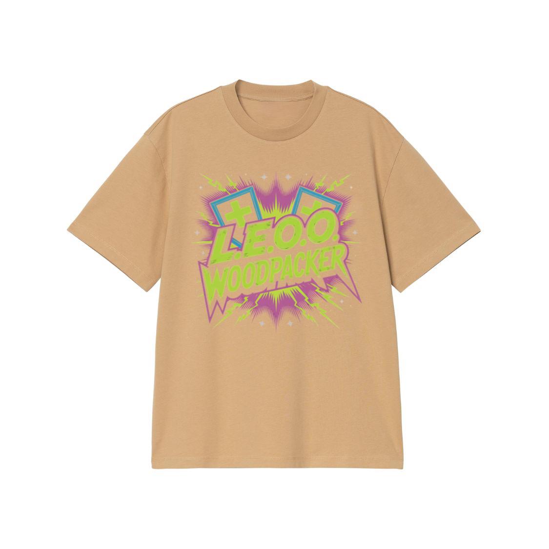 LEOO Woodpacker Retro Neon Text Design T-Shirt - Image 3