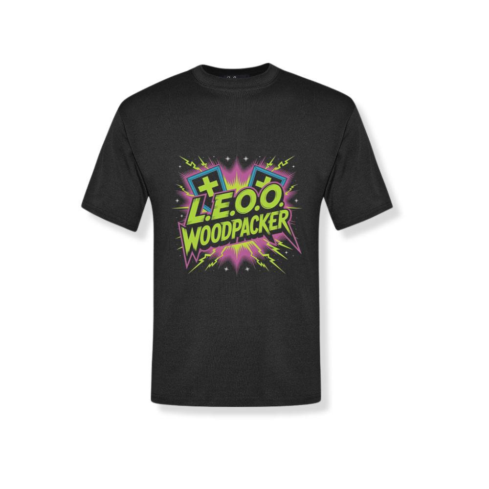 LEOO Woodpacker Retro Neon Text Design T-Shirt