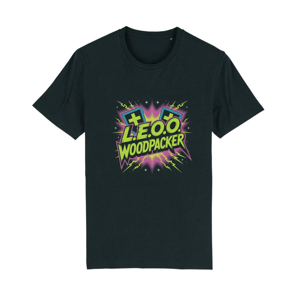 LEOO Woodpacker Retro Neon Text Design T-Shirts