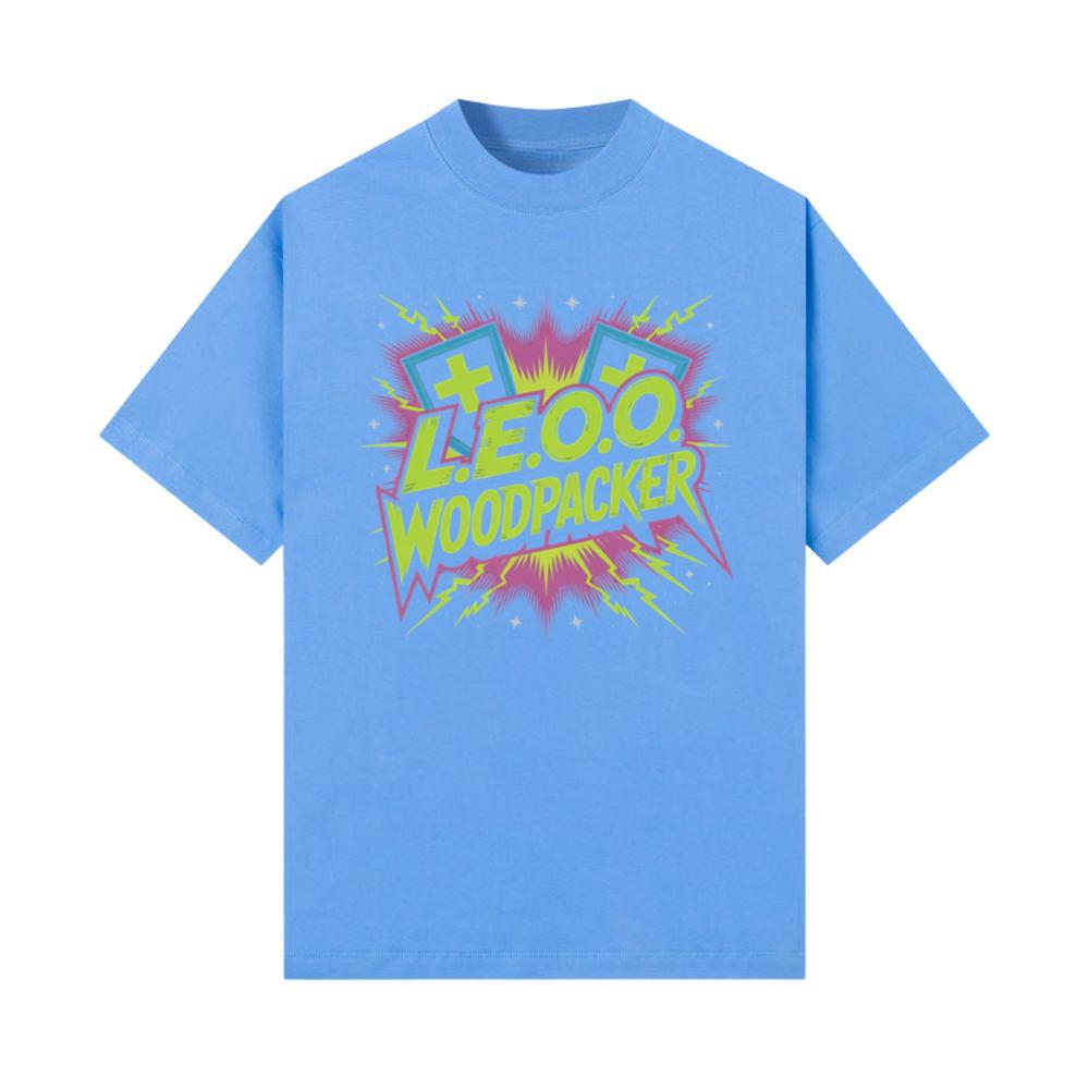 LEOO Woodpacker Retro Neon Text Design T-Shirts
