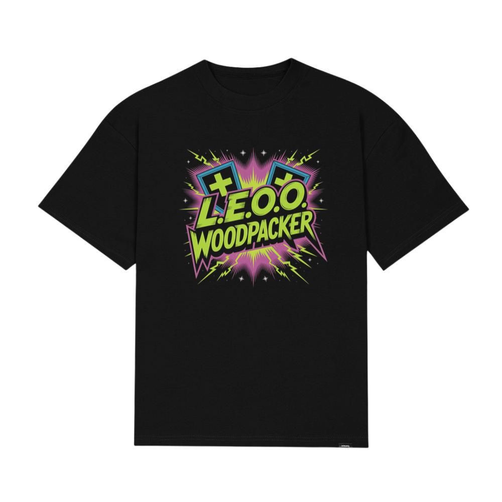 LEOO Woodpacker Retro Neon Text Design T-Shirts