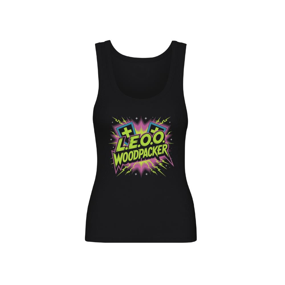 LEOO Woodpacker Retro Neon Text Design TankTop 